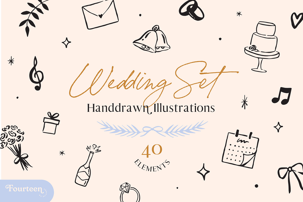 Handdrawn Wedding Illustration Set, an Illustration by Fourteen Creative Co. (Photo 1 of 7)