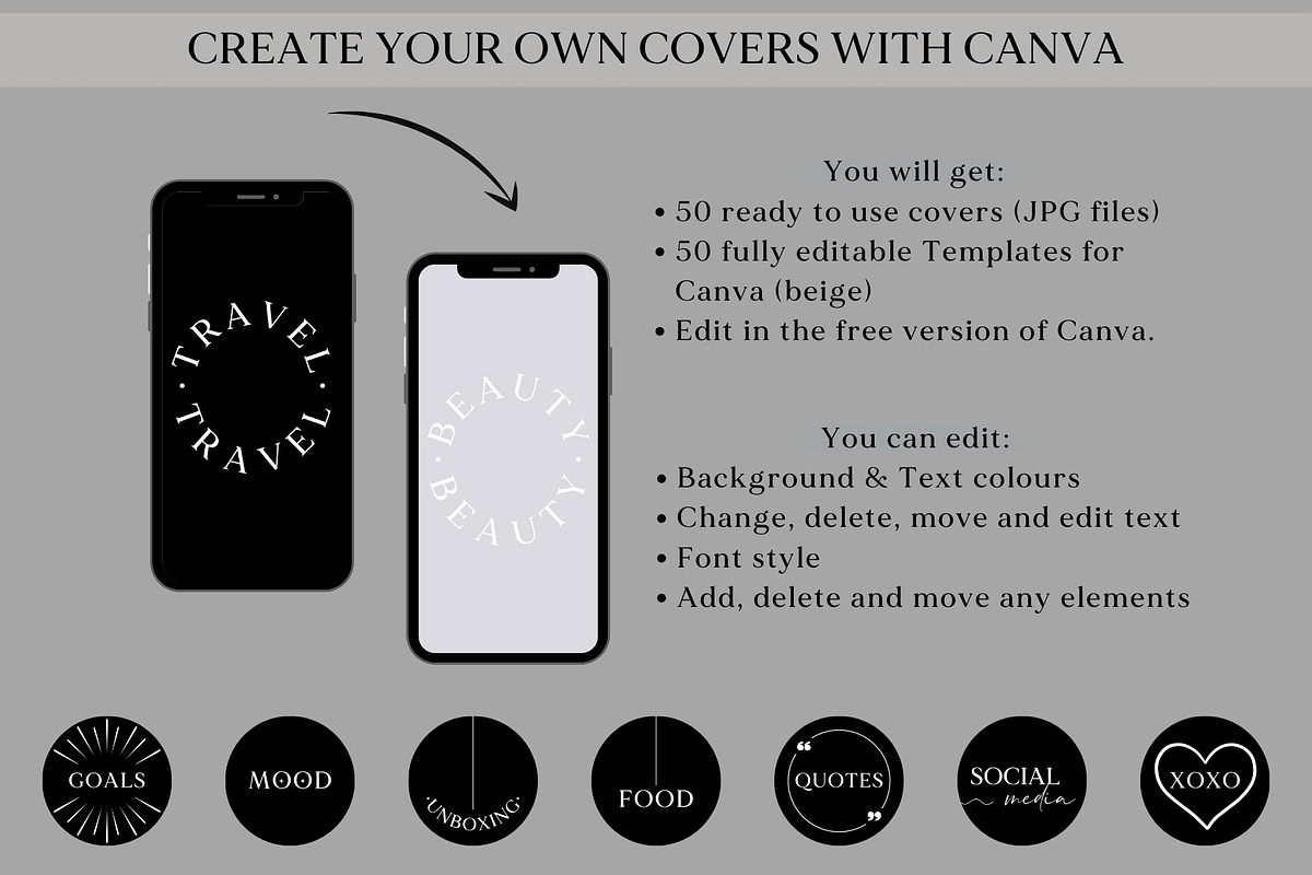 Black Instagram Highlight Covers, a Social Media Template by Boltik Studio (Photo 4 of 7)