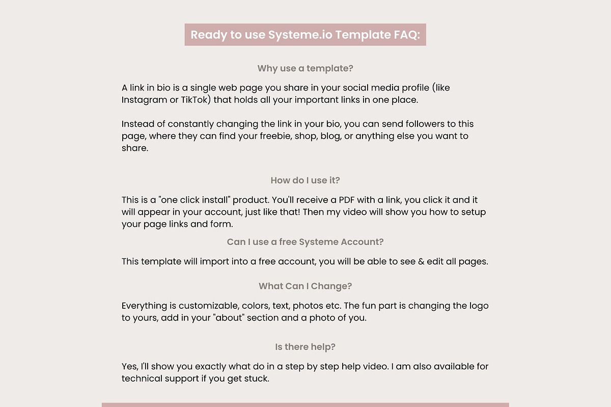 Systeme.io Blush Link in Bio, a Landing Page Template by Hayley's Digital Hub (Photo 5 of 10)