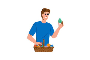 Man holding easter egg and basket, an Object Illustration by pikepicture
