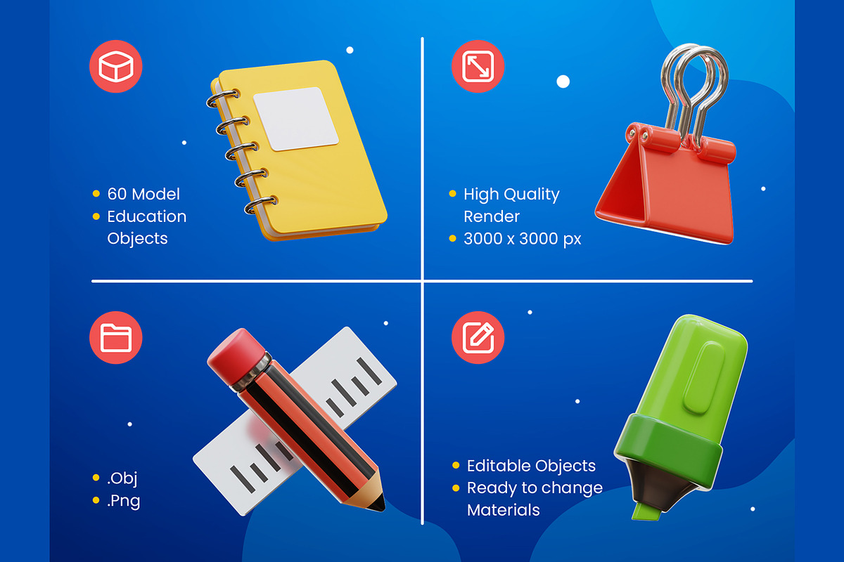 Education 3D Icons, an Object 3D Model by Rakata Studio (Photo 2 of 7)