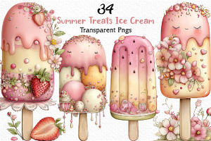 Summer Treats Ice Cream Clipart, an Illustration by Craft Nest