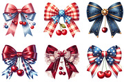 Patriotic Cherry Coquette Bow Clipar, an Illustration by DreamArtGraphic (Thumbnail 3 of 4)