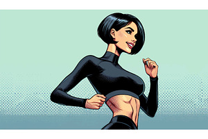 Fitness woman running in comic style, a Person Illustration by AlexArt