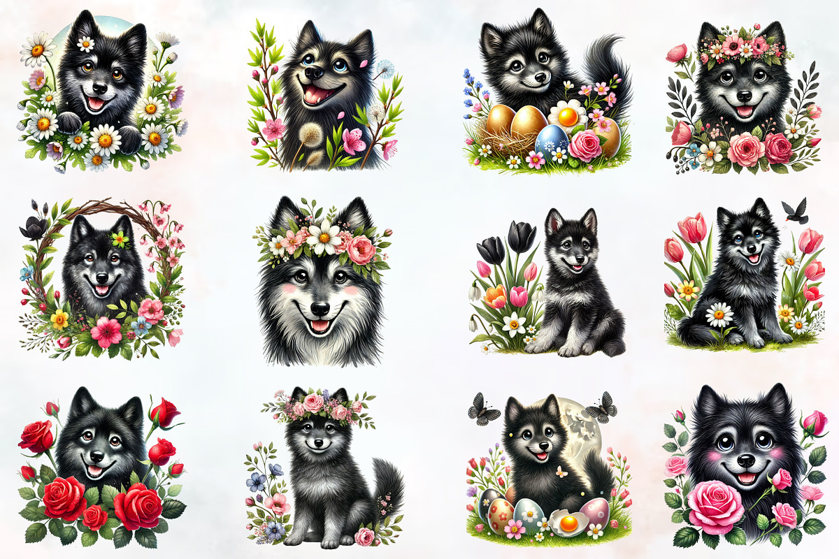 Spring black Wolf clipart, an Illustration by RobertsArt (Photo 6 of 7)