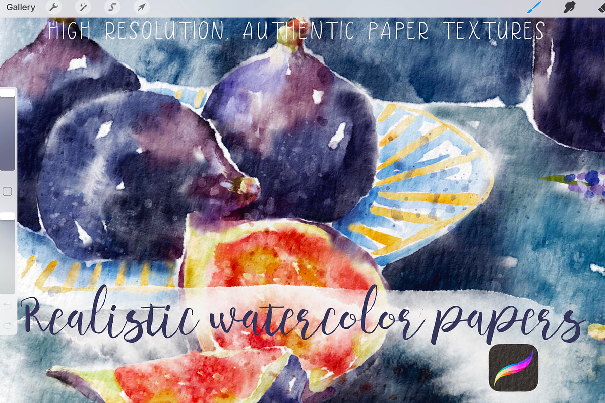 5 Watercolor papers for Procreate, a Brush Add-On by BooStudio (Photo 1 of 7)