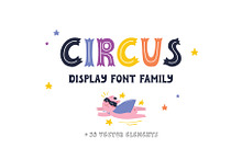 Circus font and clipart