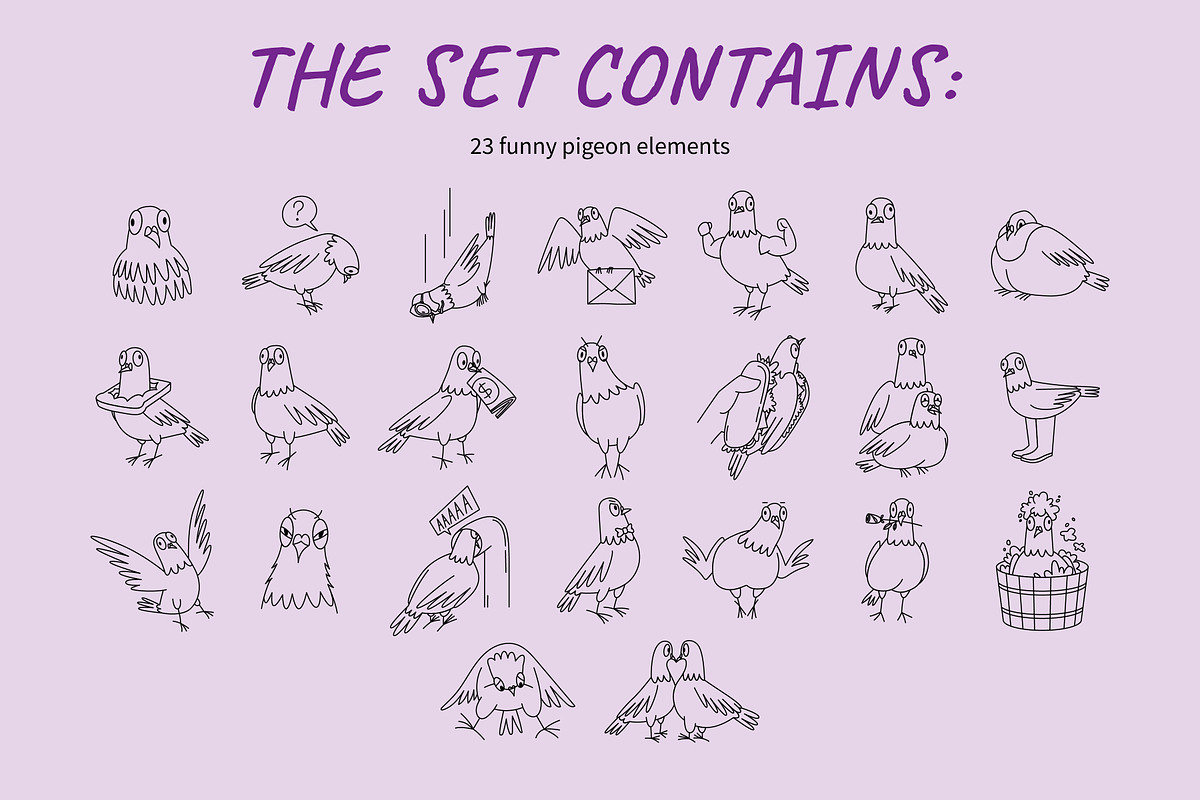 23 Funny pigeons vector illustration, an Animal Illustration by Yanakicc (Photo 6 of 9)