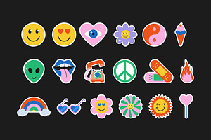 Retro Stickers Pack Elements