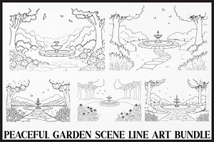 Peaceful Garden Line Art Coloring Se, an Illustration by Designs_River
