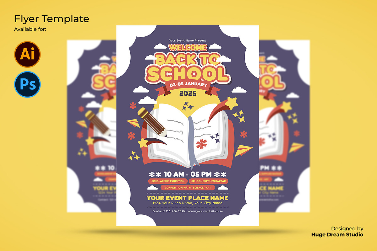 Welcome Back to School Flyer, a Flyer Template by Huge Dream Studio (Photo 1 of 5)
