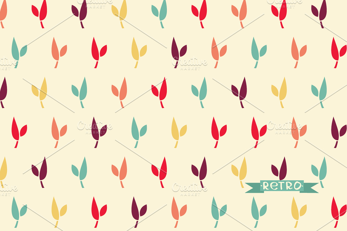 Spring retro set of pattern. preview 3