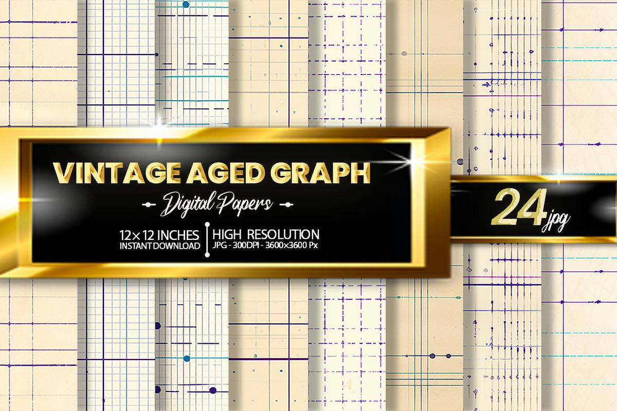 Vintage Aged Graph Digital Paper, a Background Graphic by Hurairagraphics (Photo 1 of 5)