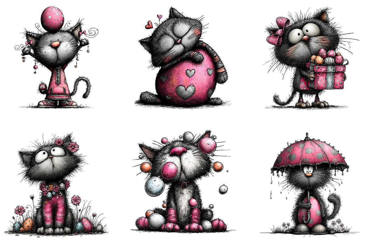 Whimsical Easter Cat Clipart, an Illustration by CreationArt (Photo 4 of 7)