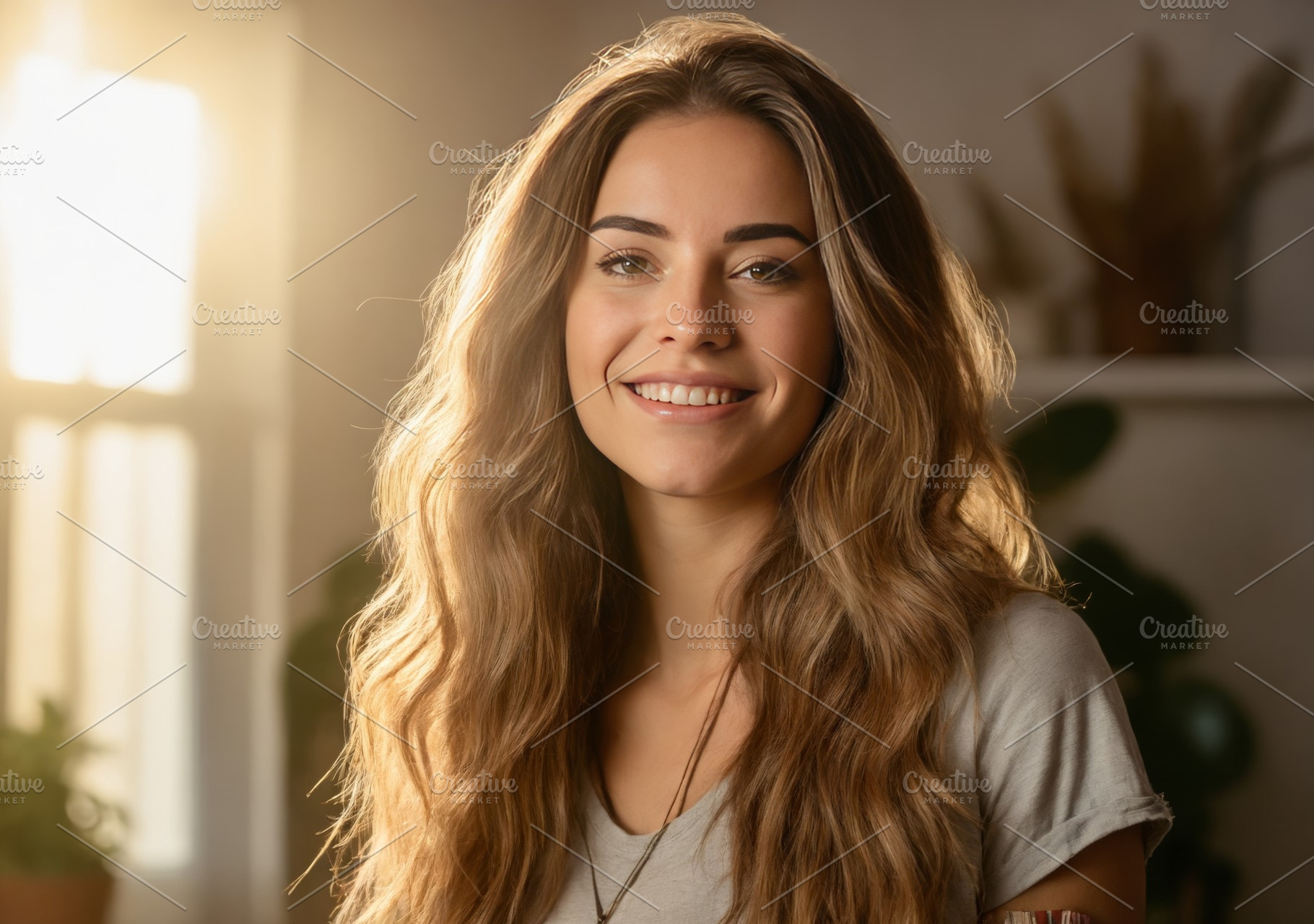 Longhaired millennial woman smiles, a Person Photo by Fascinadora
