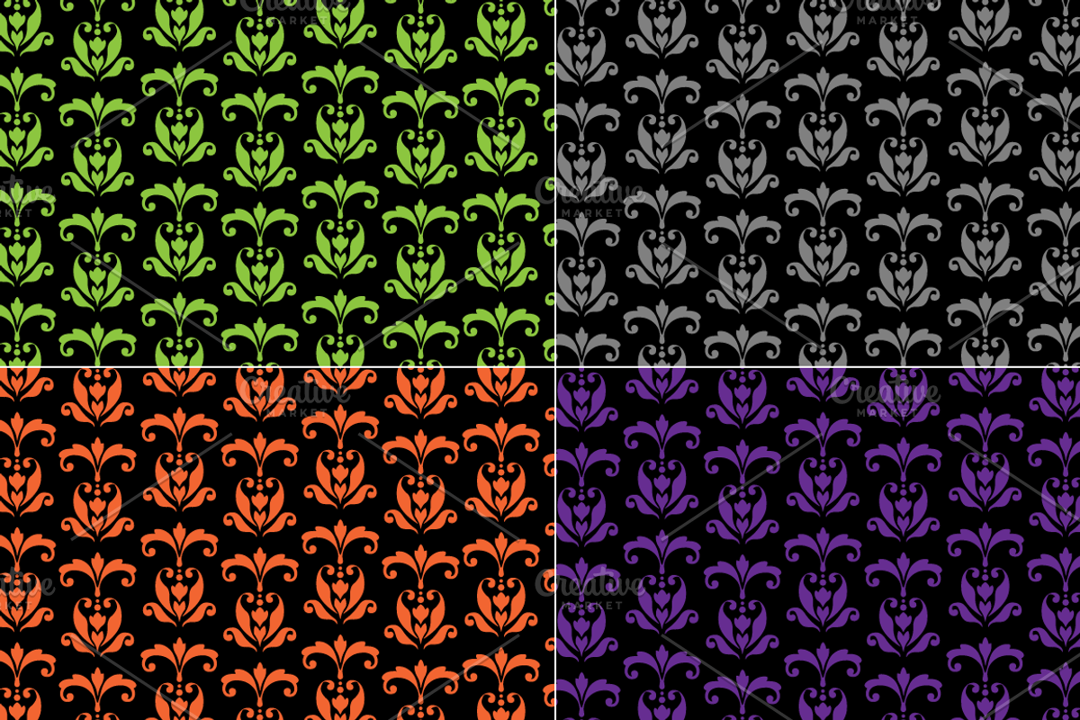 Seamless Halloween Damask Patterns preview 7