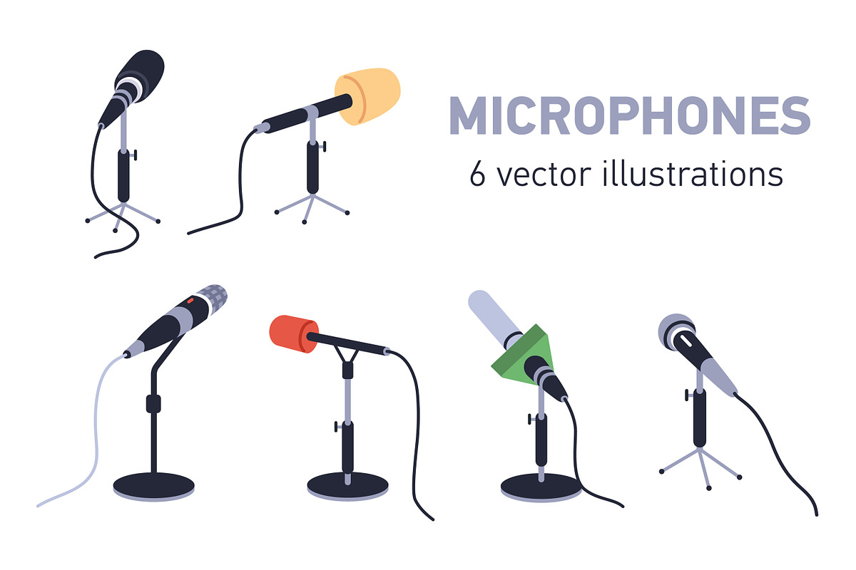 Microphones for audio recording set, an Object Illustration by Good Studio (Photo 1 of 4)