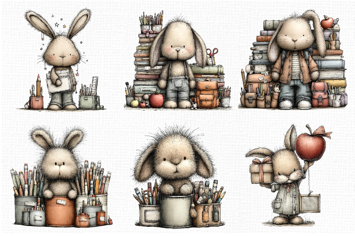 Whimsical Back to School Bunny PNG, an Animal Illustration by Libby Wishes (Photo 5 of 5)