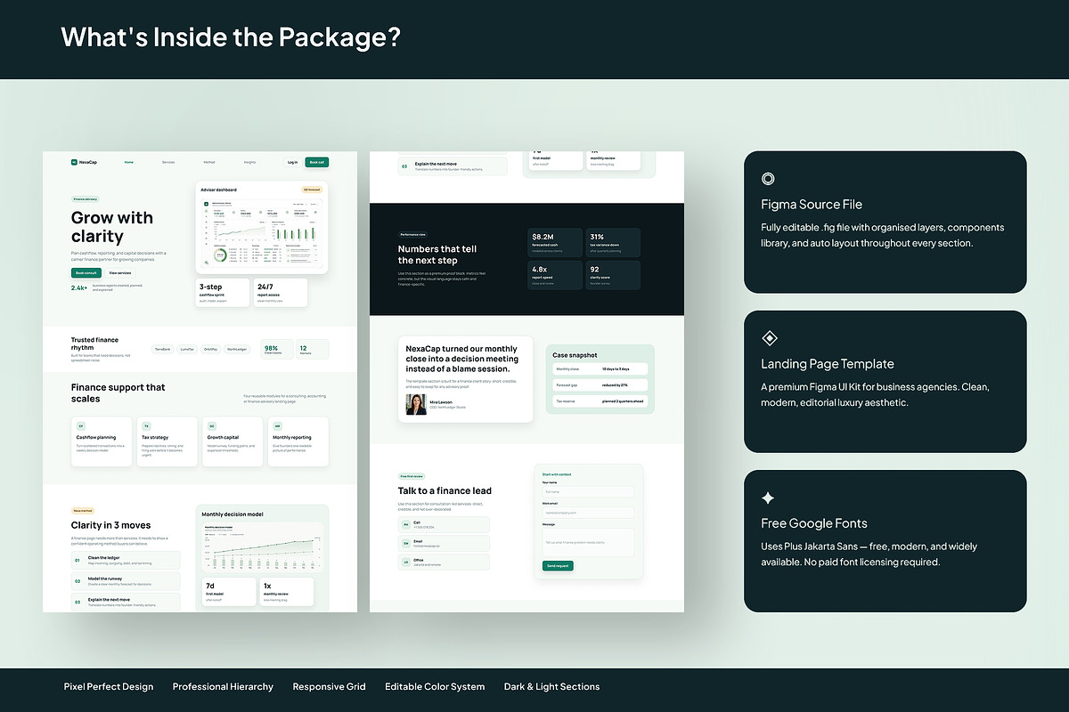 Nexa Finance Advisory Landing Page, an UI Kit Template by Pitchlook.Studio (Photo 3 of 3)