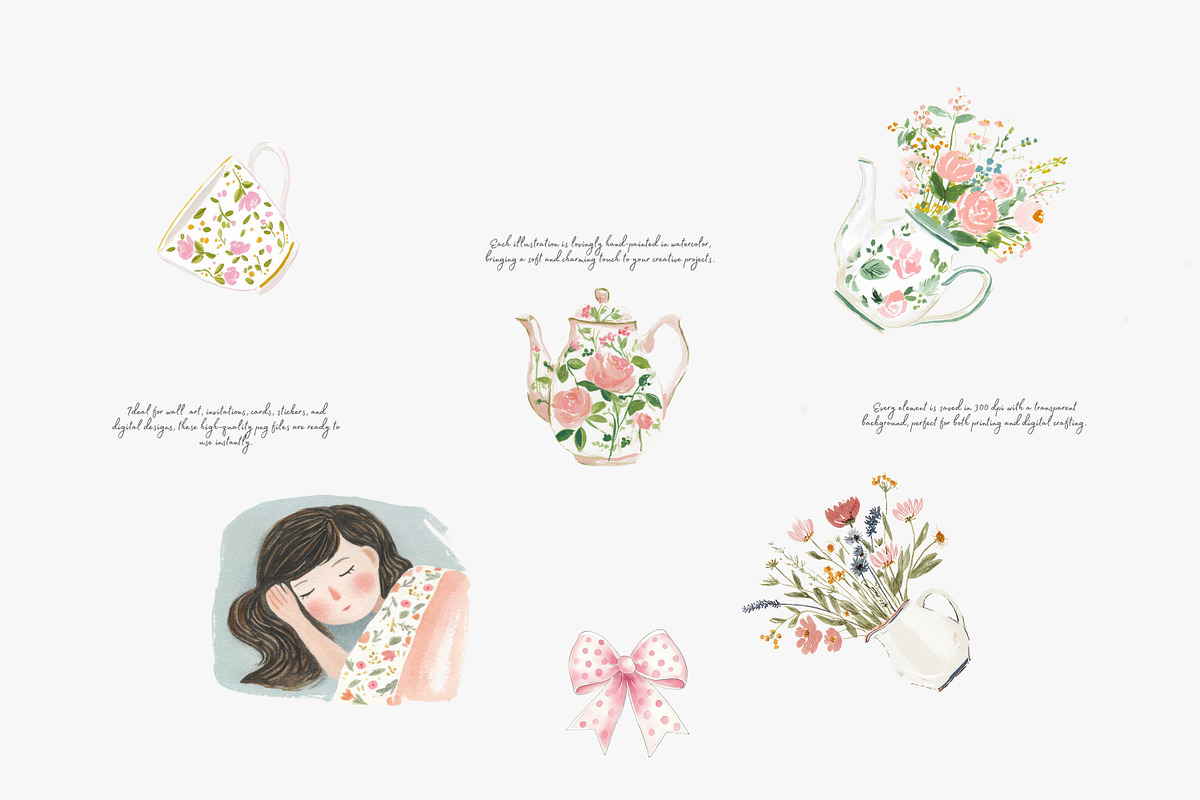 whimsical watercolor clipart set, a Decorative Illustration by Patishop Art (Photo 2 of 10)