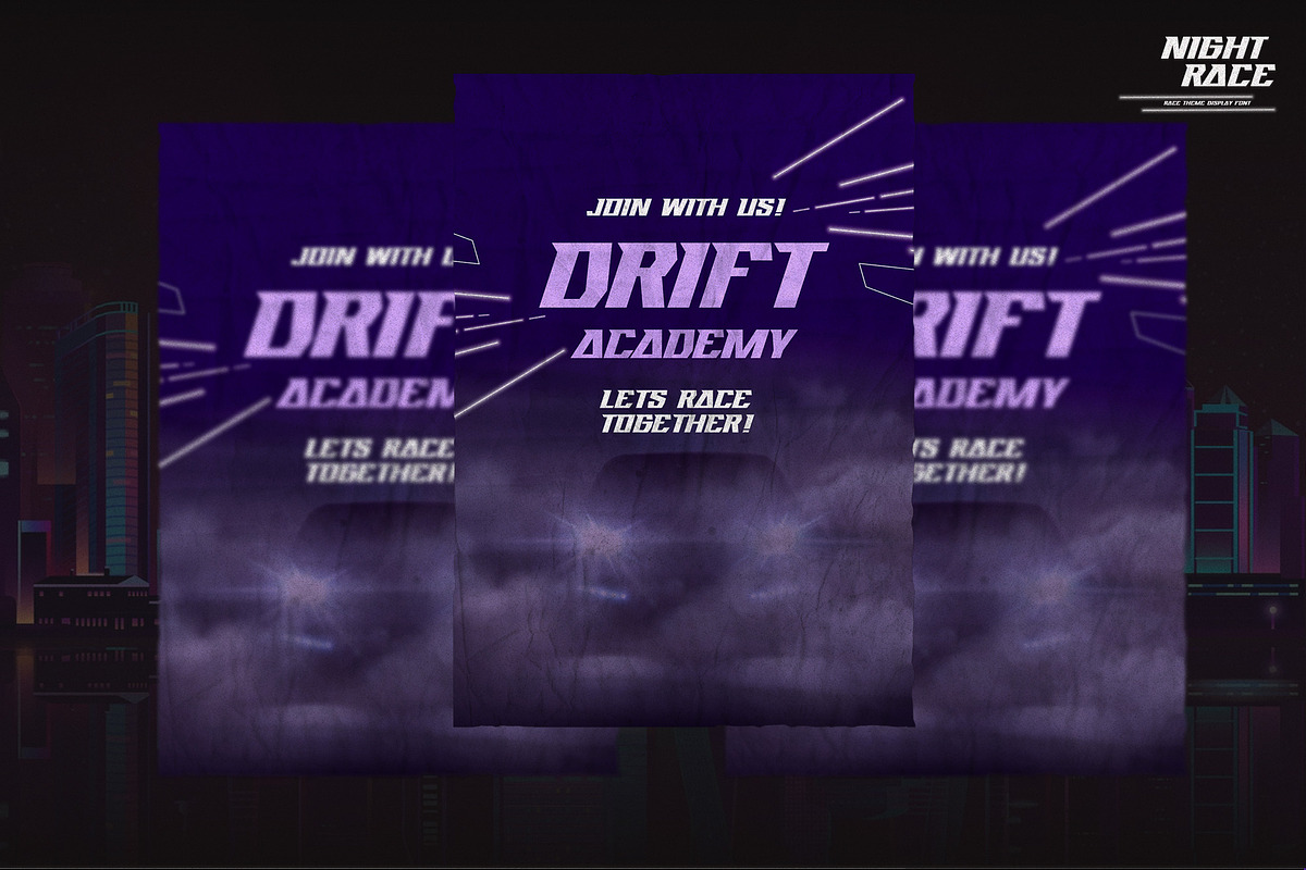 NIGHTRACE - Race Theme Display Font, a Font by Gassstype (Photo 2 of 8)