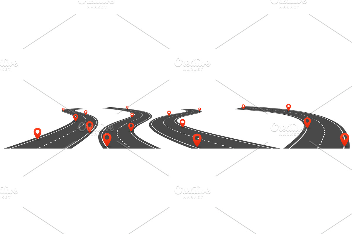 Winding highway road, infographic 3D, a Transportation Illustration by art PVP - market