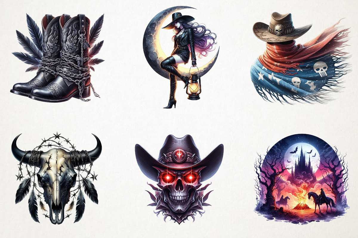Gothic Western Cowboy Clipart, an Illustration by RobertsArt (Photo 4 of 7)