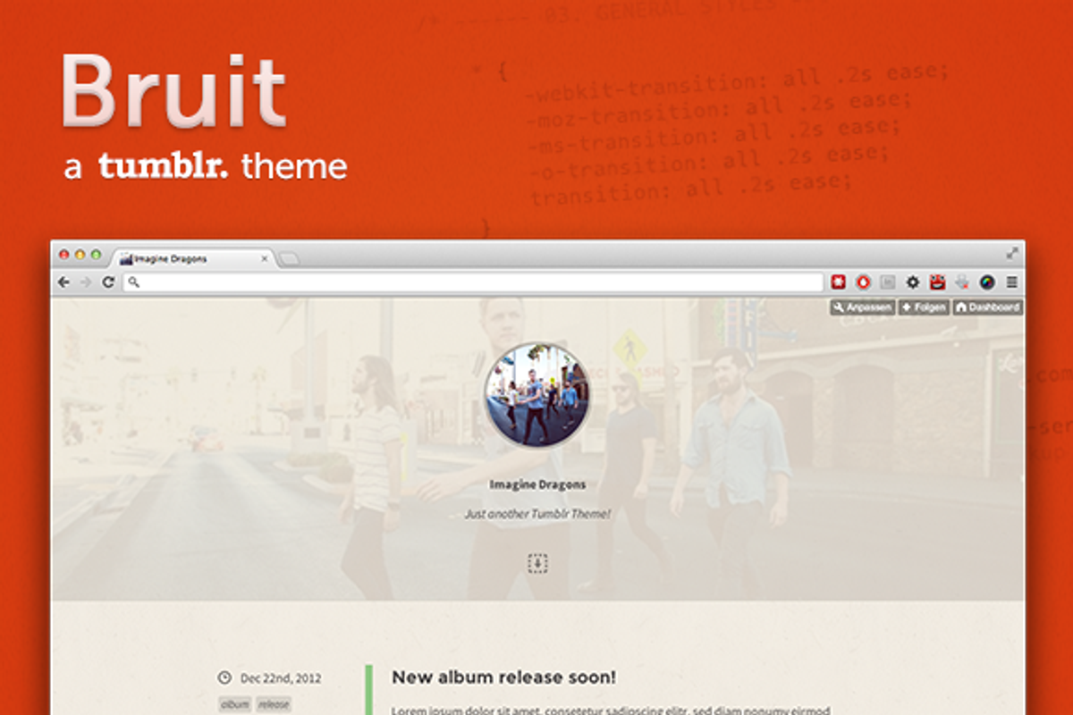 Bruit ~ a vintage tumblr theme, a Websites & App Template by Fabian Schultz (Photo 1 of 4)