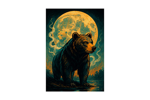 Colorful Moonlit Bear Duo Art – Grap, an Illustration by Star Graphic Design