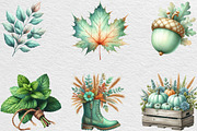 Mint Fresh Green Autumn Clipart, an Illustration by Black Bird Studio (Thumbnail 5 of 6)