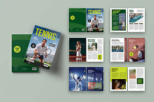 Green Tennis Sport Magazine Template