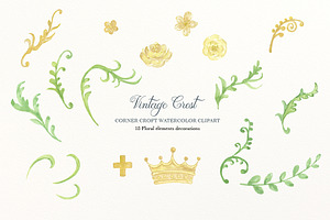 Watercolor Vintage Crest Collection