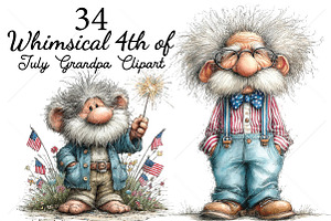 Whimsical 4th of July Grandpa PNG, a Seasonal Illustration by Canvas Craft