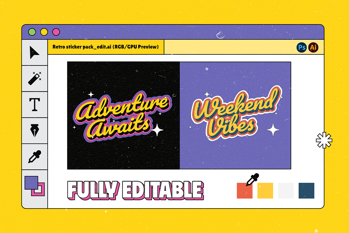 Vol.2 Retro Sticker Pack, a Product Mockup by Shinra Labs (Photo 3 of 8)