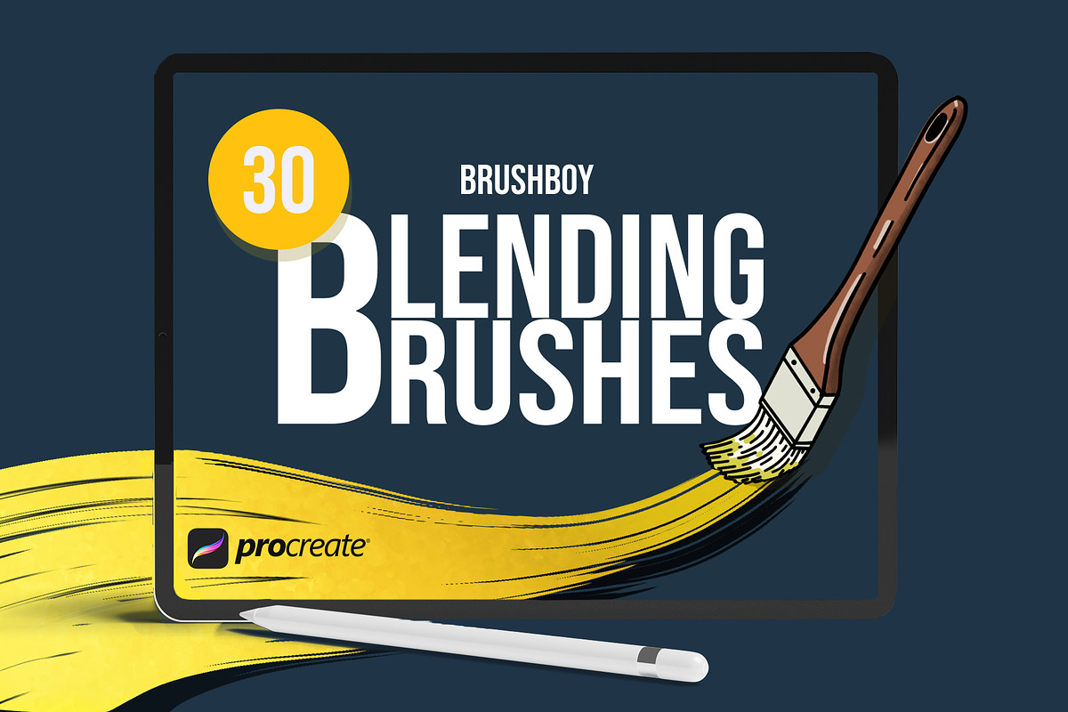 30 Procreate Color Blending Brushes, a Brush Add-On by BrushBoy (Photo 1 of 6)