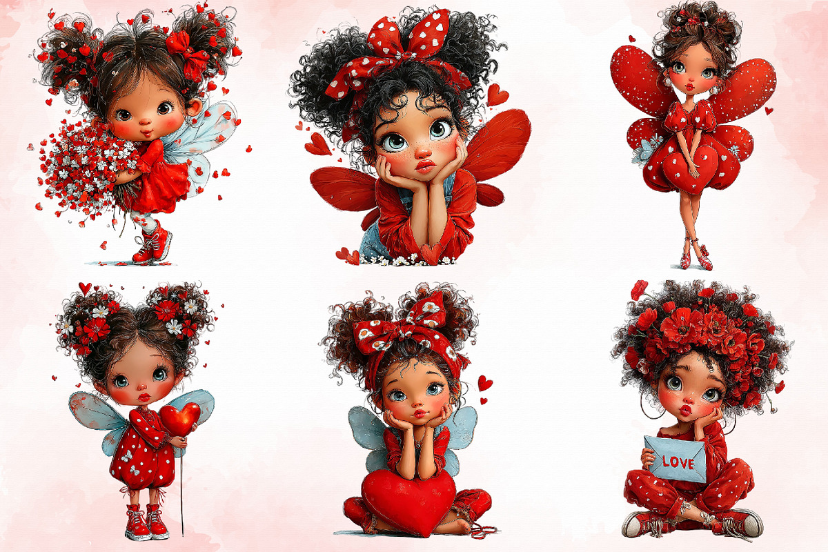 Whimsical Valentines Fairy Clipart, an Illustration by Libby Wishes (Photo 8 of 8)