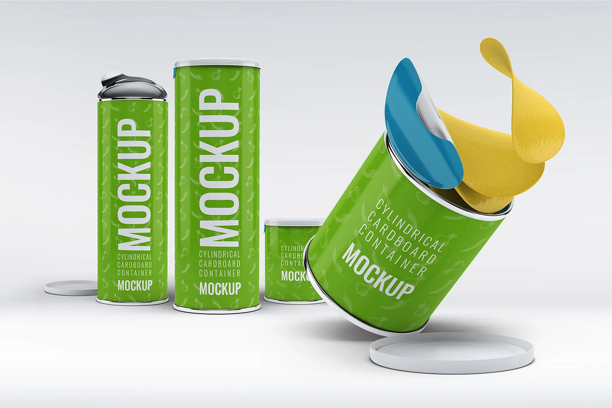 Cylindrical Container Mock-Up, a Packaging Mockup by DesignRushMarket (Photo 1 of 15)