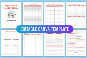 Editable My Food & Health Diary