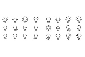 Collection of light bulb icons, a Technology Illustration by ZinetroN
