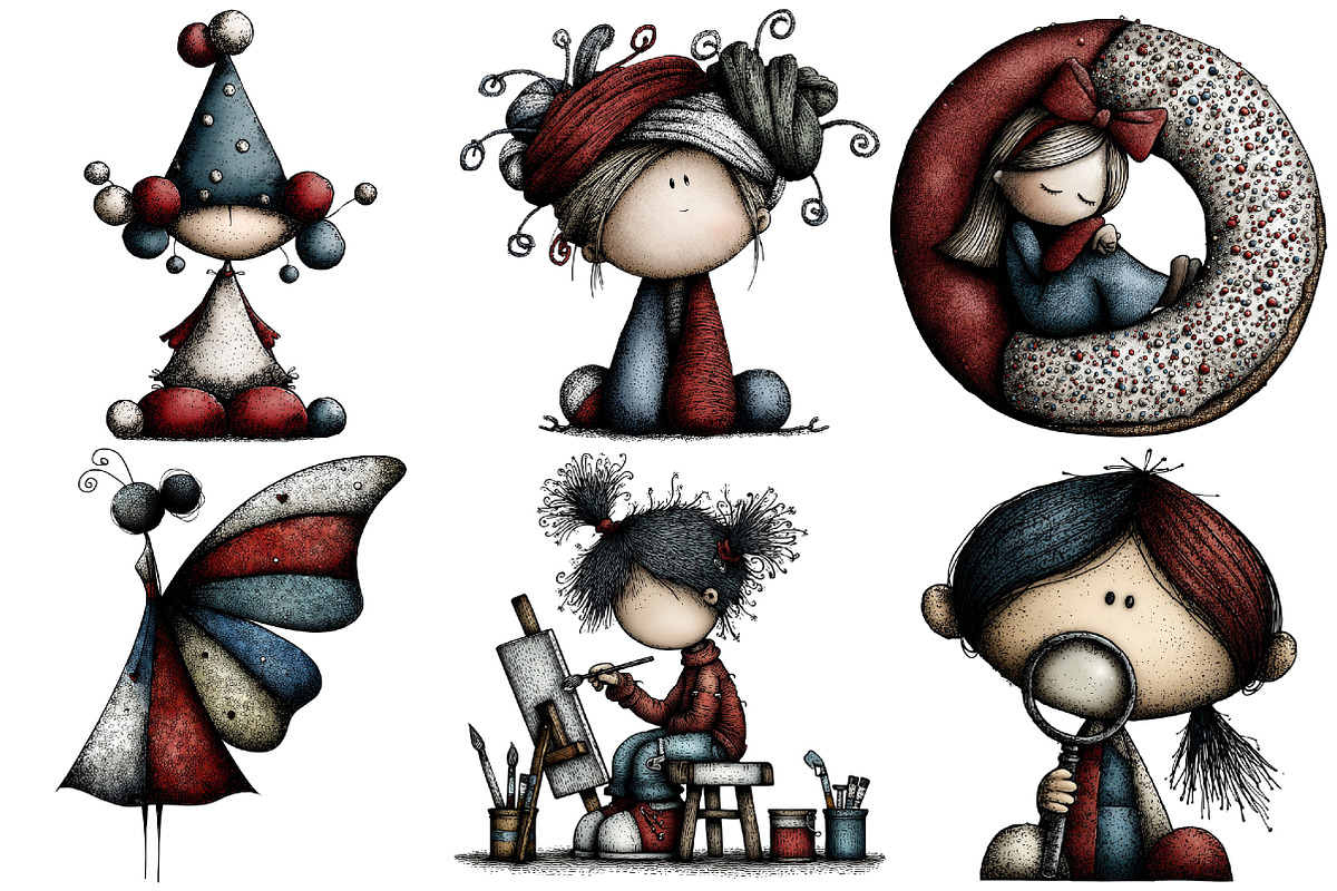 Whimsical Girl Clipart, an Illustration by Pixels.Craft (Photo 6 of 6)