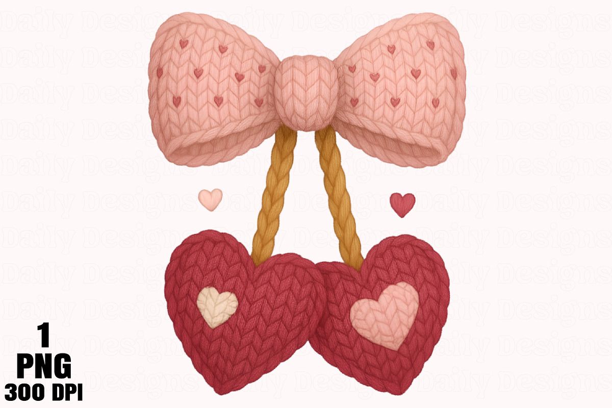 Crochet Valentine Cherry PNG, an Illustration by Daily.Designs (Photo 1 of 5)