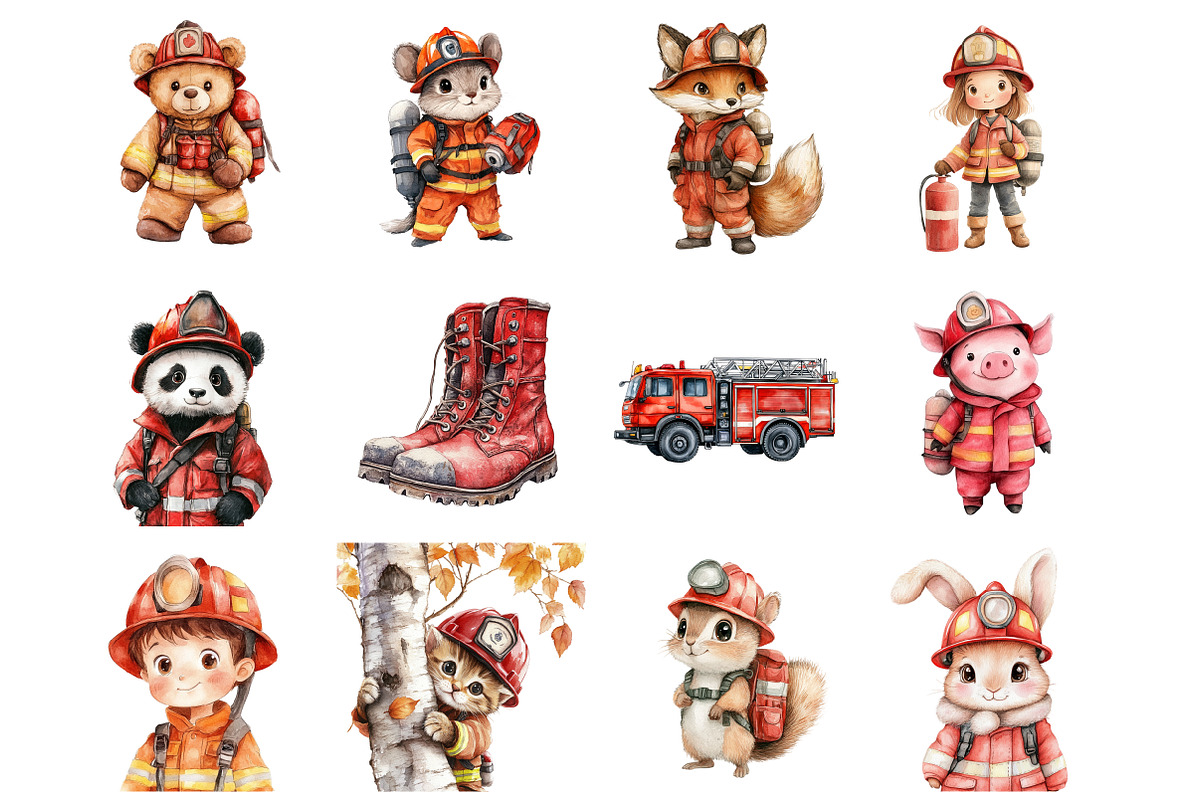 Animals Firefighter Clipart, an Illustration by Design Market (Photo 3 of 5)