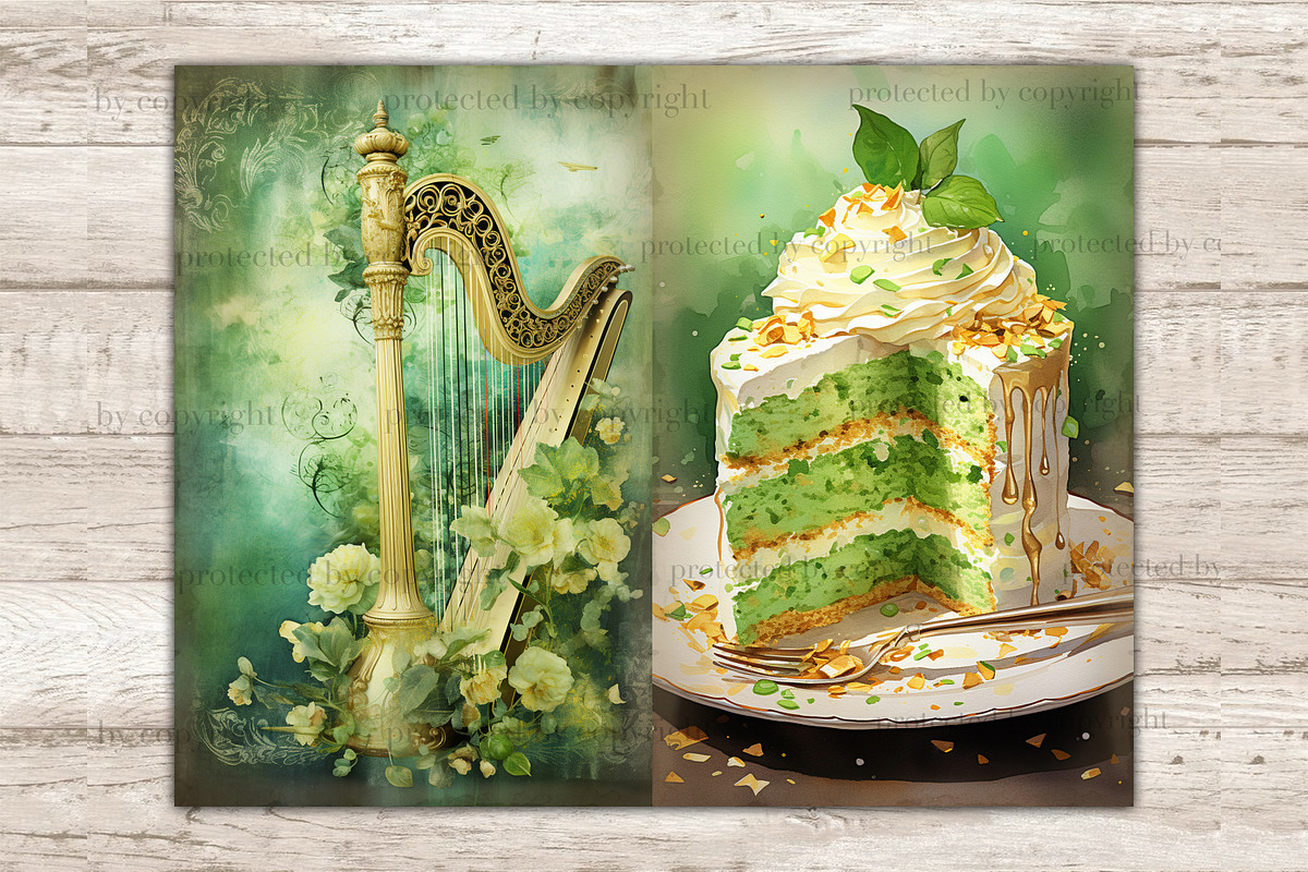 St Patricks Day Junk Journal Pages, a Decorative Illustration by GlamArtZhanna (Photo 7 of 10)