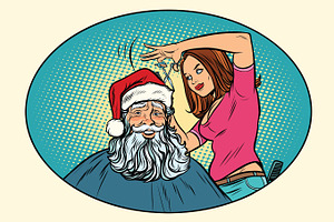 Santa Claus At The Barber