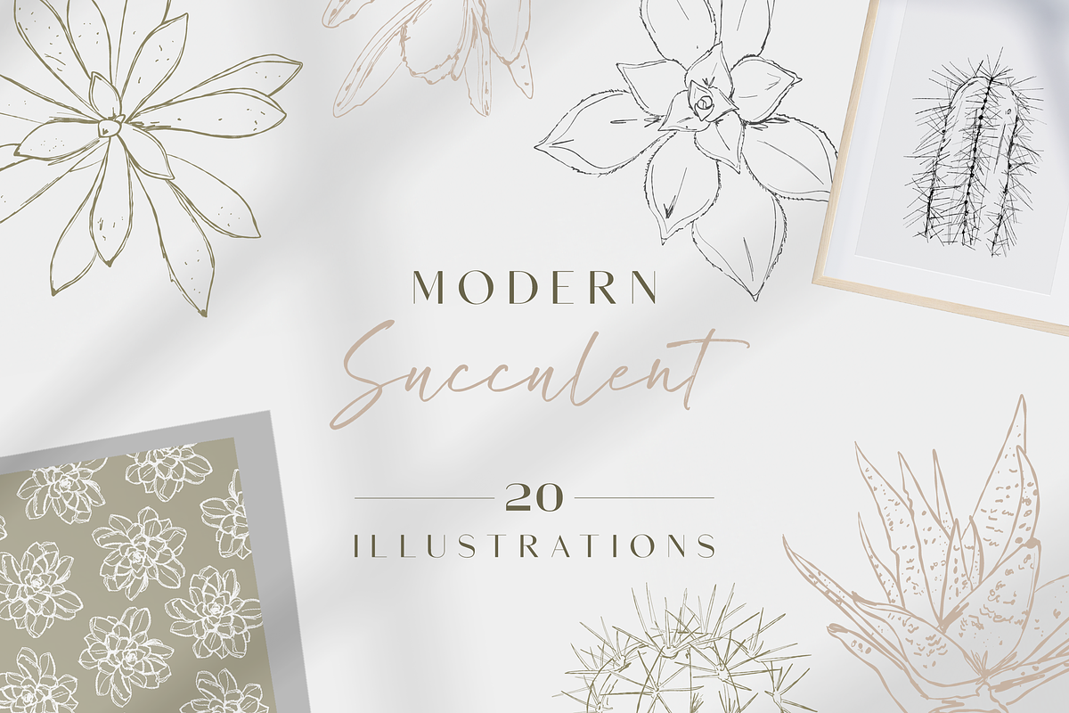 Line Art Succulent Illustrations, a Decorative Illustration by CL Creative Studio (Photo 1 of 10)
