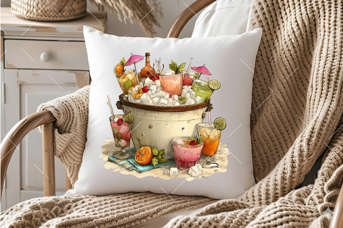 Watercolor Tropical Beach Clipart, an Illustration by OK Design (Photo 6 of 6)