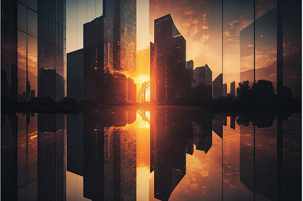reflection of skyscrapers, with view, an Architecture Photo by Sergey Kotenev
