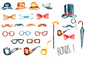 Watercolor retro detective set., an Illustration by Vikeriya (Thumbnail 3 of 5)