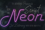 Script Neon 3D Lettering, a Graphic by TVartworks (Thumbnail 2 of 25)