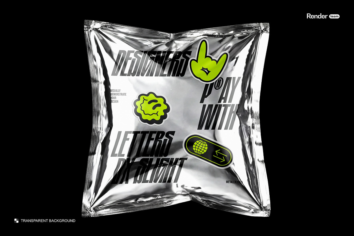 Metallic Foil Bag Mockup Set, a Packaging Mockup by Renderteam (Photo 17 of 22)